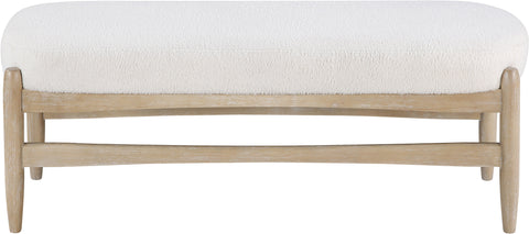 Nova Cream Faux Sheepskin Upholstered Bench, 1 Piece