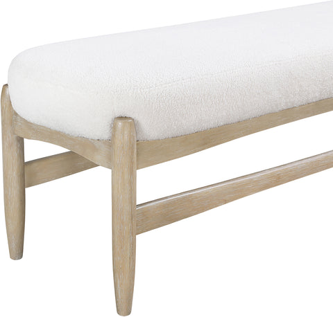 Nova Cream Faux Sheepskin Upholstered Bench, 1 Piece