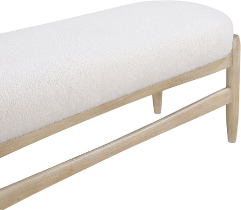 Nova Cream Faux Sheepskin Upholstered Bench, 1 Piece