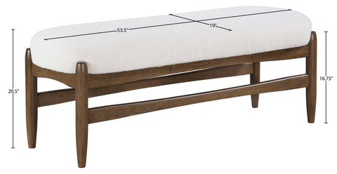 Nova Cream Faux Sheepskin Upholstered Bench, 1 Piece (Style 2)