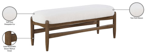 Nova Cream Faux Sheepskin Upholstered Bench, 1 Piece (Style 2)