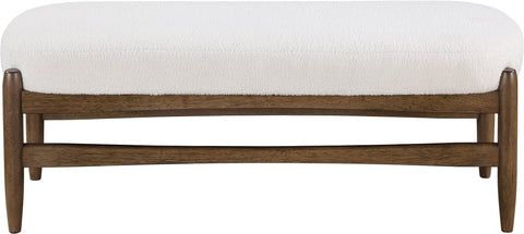 Nova Cream Faux Sheepskin Upholstered Bench, 1 Piece (Style 2)