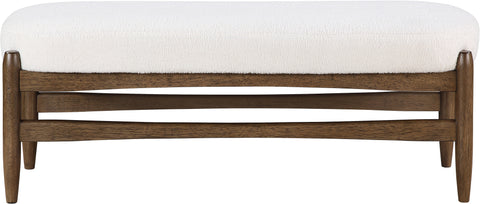 Nova Cream Faux Sheepskin Upholstered Bench, 1 Piece (Style 2)