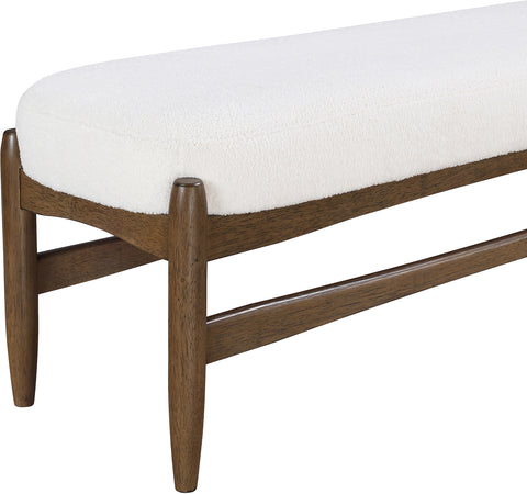 Nova Cream Faux Sheepskin Upholstered Bench, 1 Piece (Style 2)