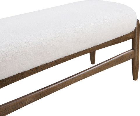Nova Cream Faux Sheepskin Upholstered Bench, 1 Piece (Style 2)
