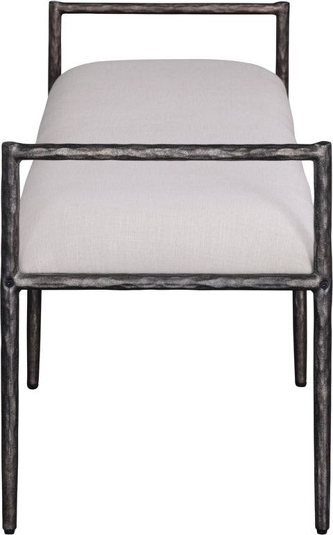 Hadley Beige Linen Textured Fabric Upholstered Bench, 1 Piece