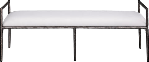 Hadley Cream Linen Textured Fabric Upholstered Bench, 1 Piece