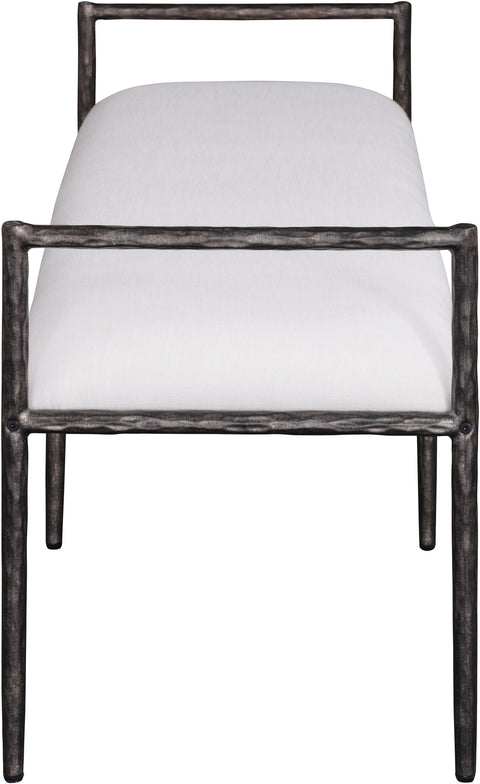 Hadley Cream Linen Textured Fabric Upholstered Bench, 1 Piece