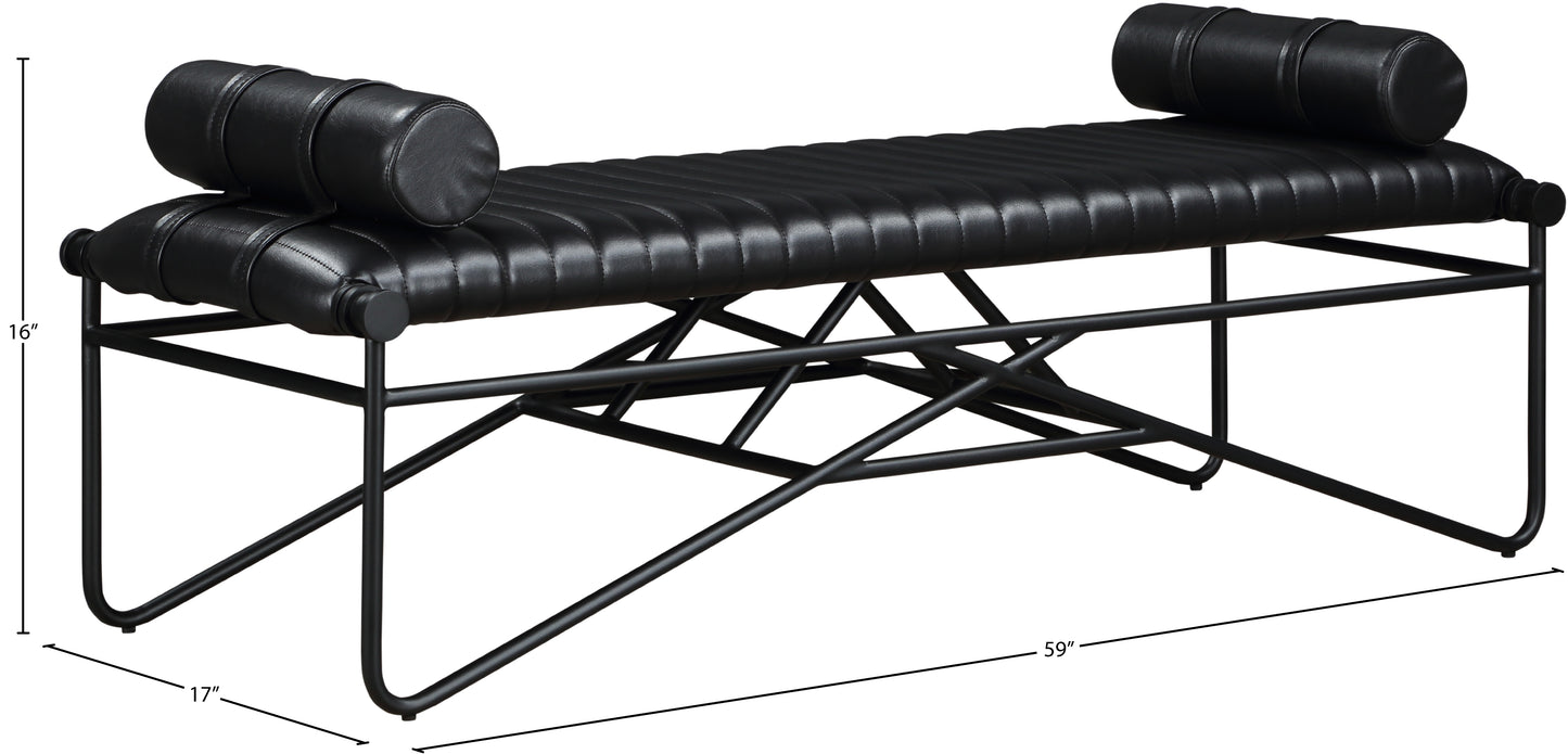 oakmont black vegan leather bench