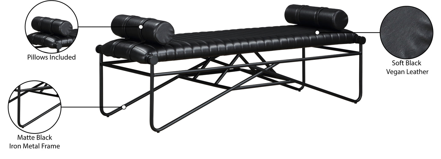 oakmont black vegan leather bench