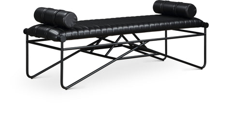 Briar Black Vegan Leather Upholstered Bench, 1 Piece (Style 3)