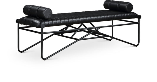 Oakmont Black Vegan Leather Bench