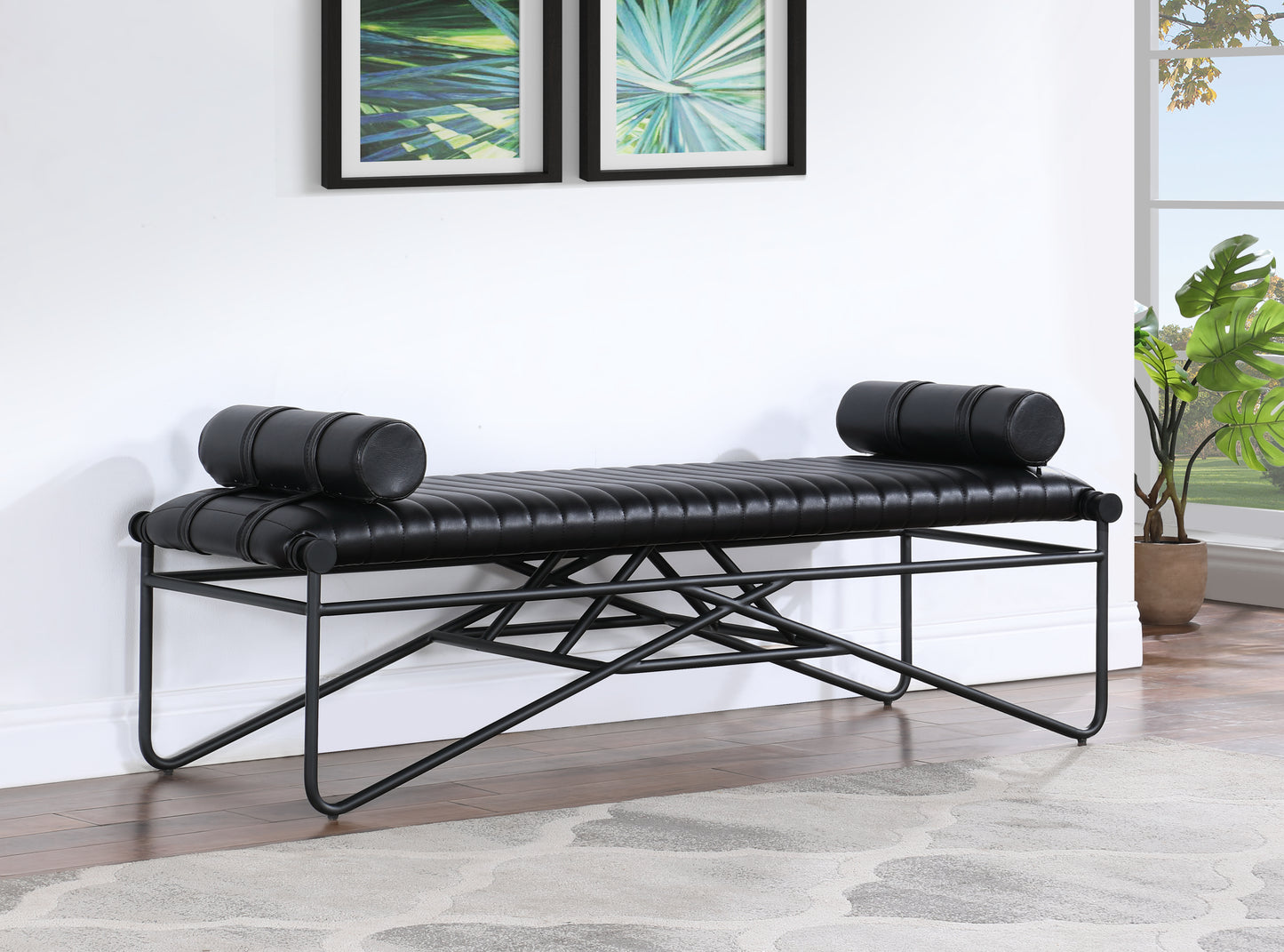 oakmont black vegan leather bench