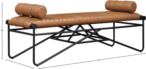 Briar Cognac Vegan Leather Upholstered Bench, 1 Piece (Style 3)