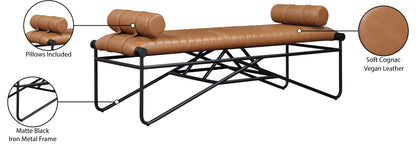 Oakmont Cognac Vegan Leather Bench