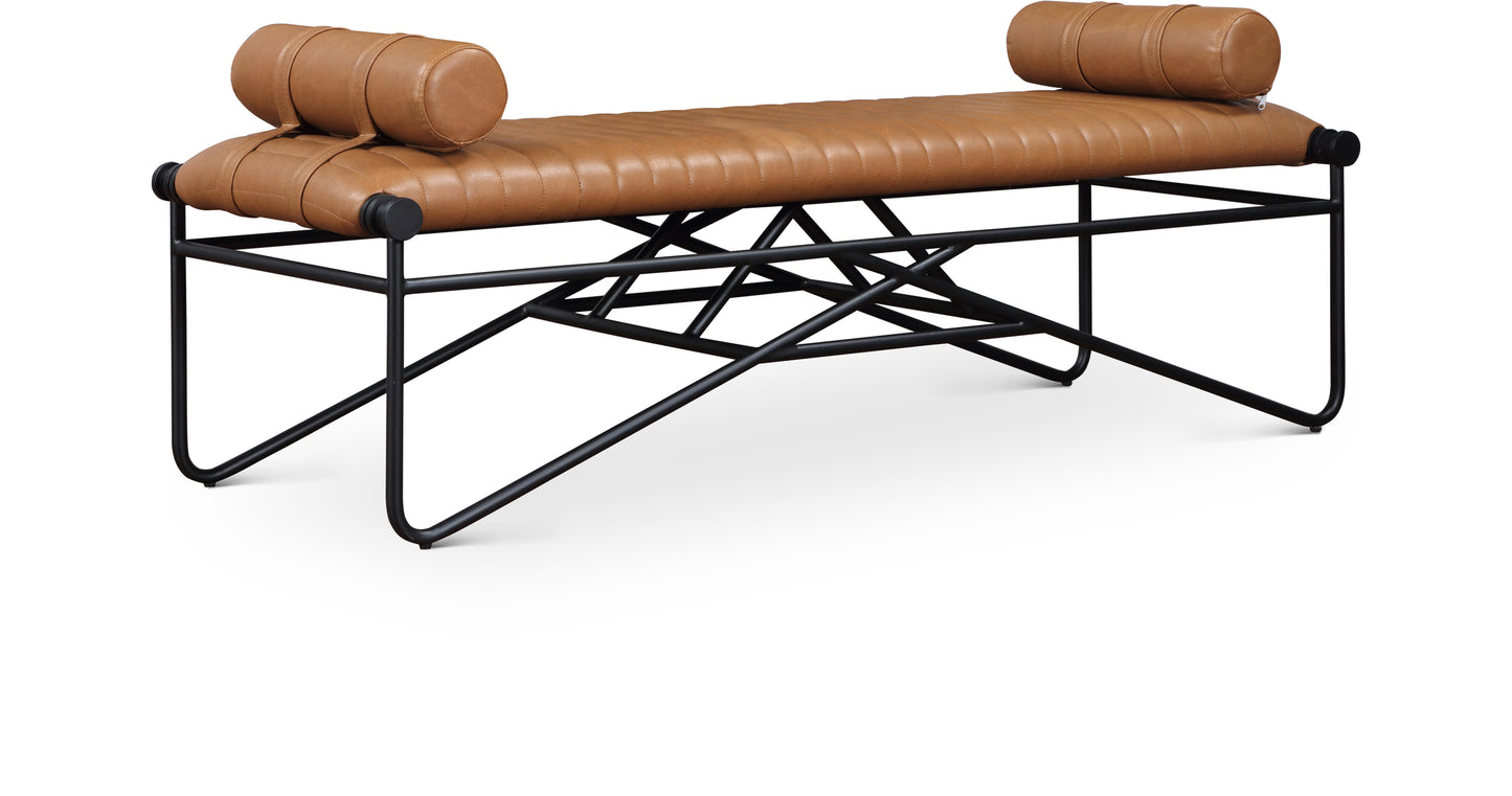 oakmont cognac vegan leather bench