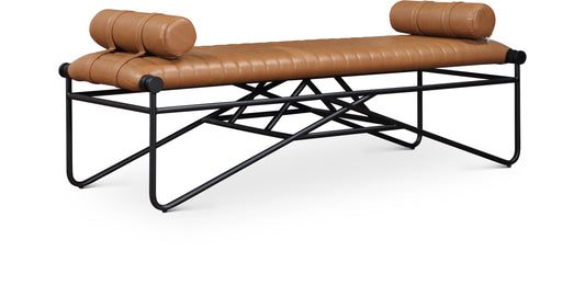 Oakmont Cognac Vegan Leather Bench