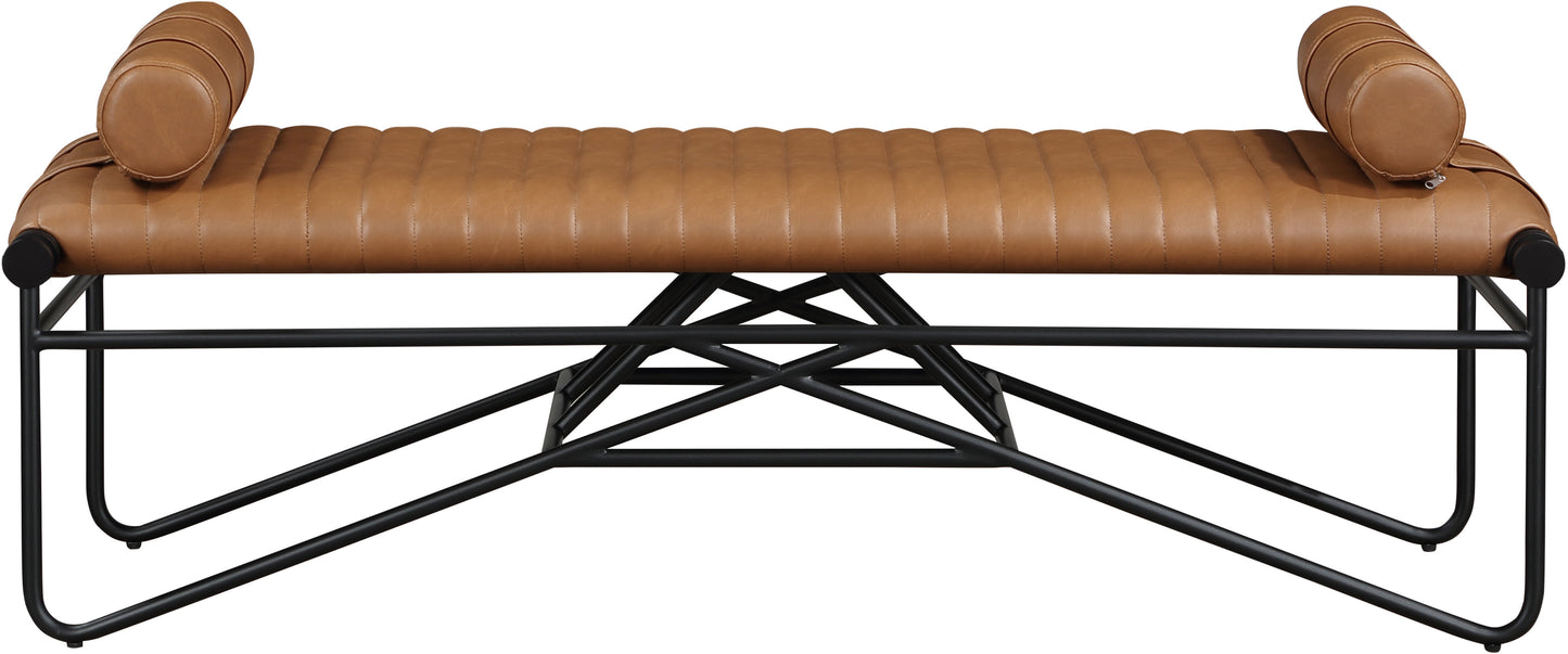 oakmont cognac vegan leather bench