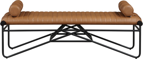 Briar Cognac Vegan Leather Upholstered Bench, 1 Piece (Style 3)