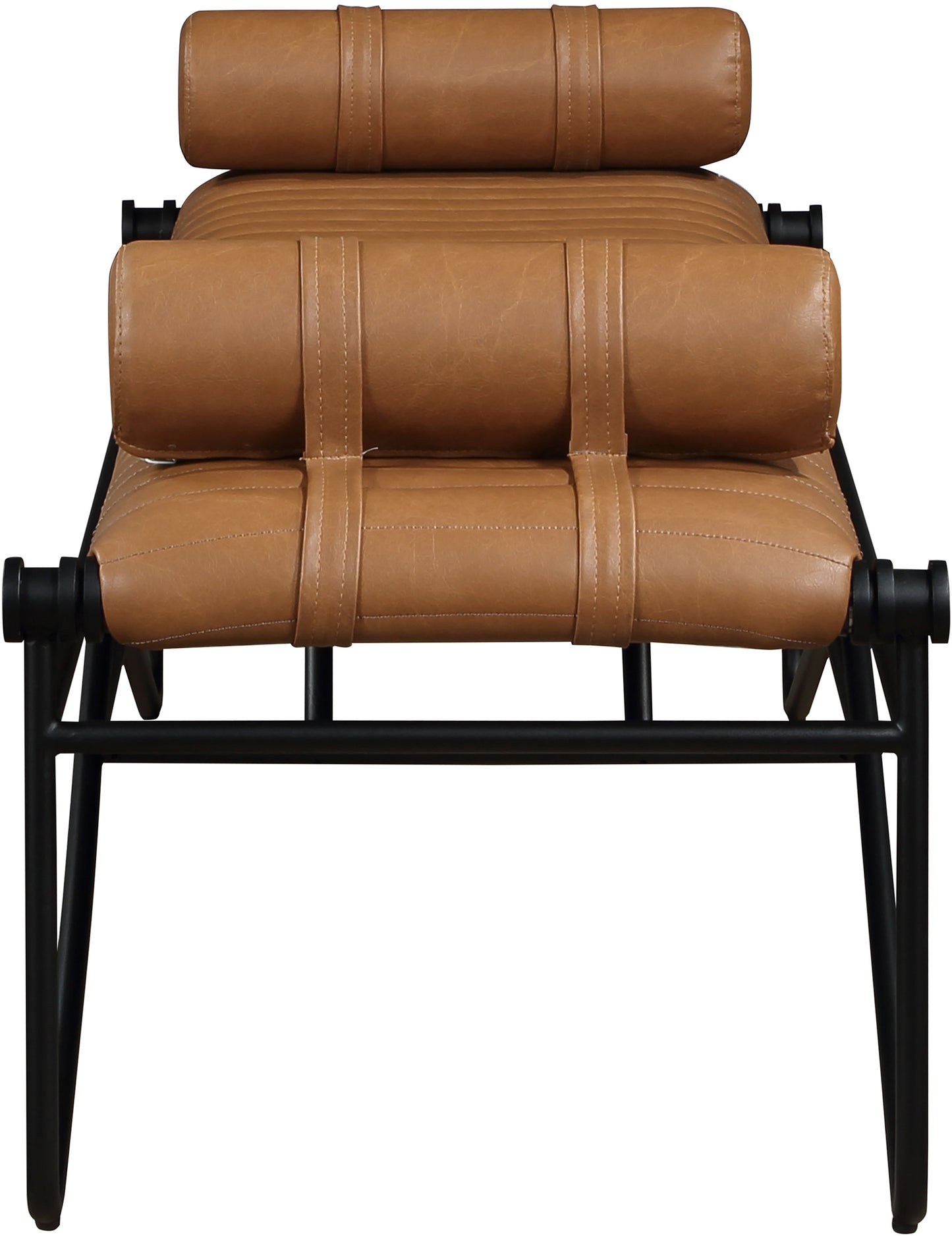 oakmont cognac vegan leather bench