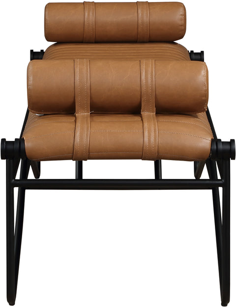 Briar Cognac Vegan Leather Upholstered Bench, 1 Piece (Style 3)