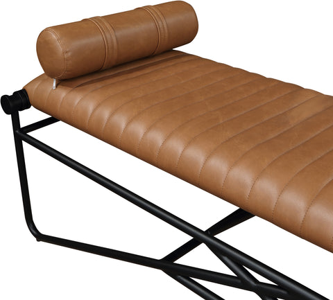 Briar Cognac Vegan Leather Upholstered Bench, 1 Piece (Style 3)