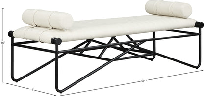 Oakmont Cream Vegan Leather Bench