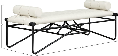 Briar Cream Vegan Leather Upholstered Bench, 1 Piece (Style 4)
