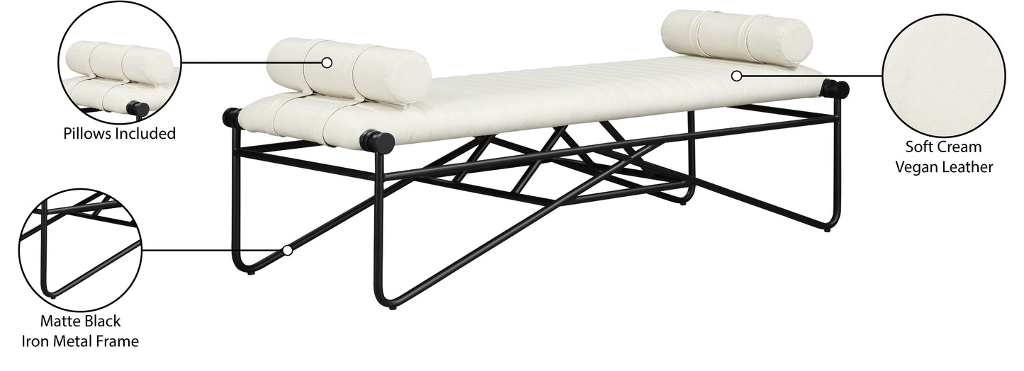 oakmont cream vegan leather bench