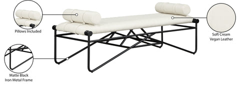 Briar Cream Vegan Leather Upholstered Bench, 1 Piece (Style 4)