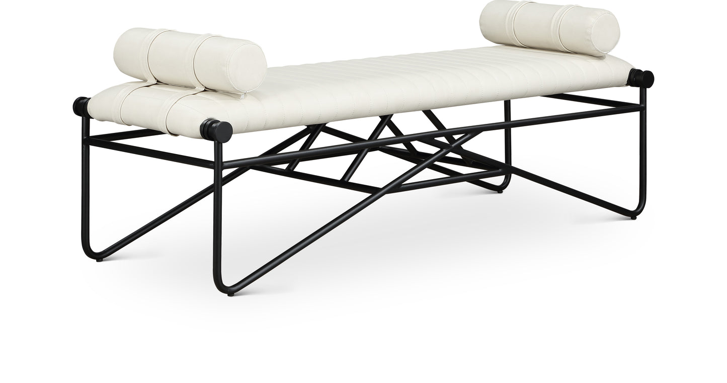 oakmont cream vegan leather bench