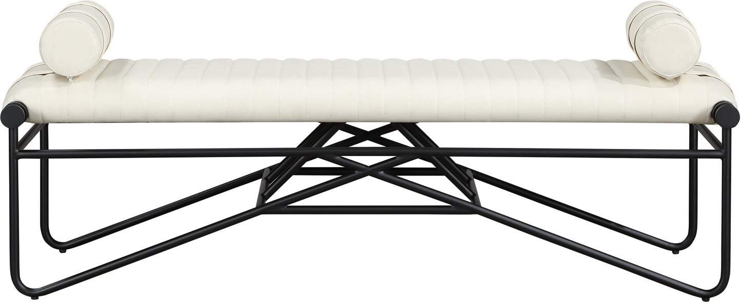 oakmont cream vegan leather bench