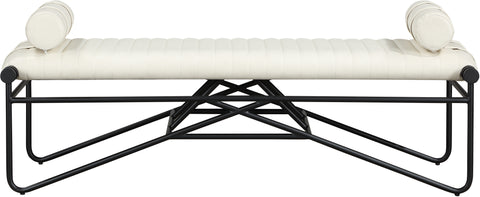 Briar Cream Vegan Leather Upholstered Bench, 1 Piece (Style 4)