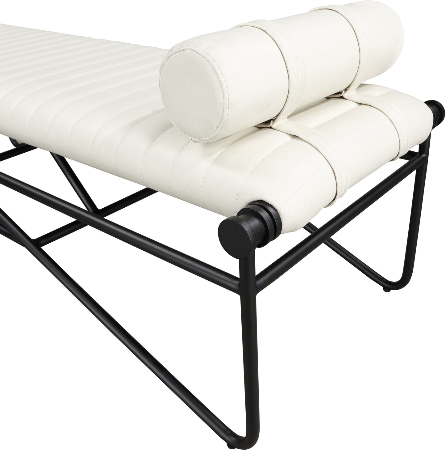 oakmont cream vegan leather bench