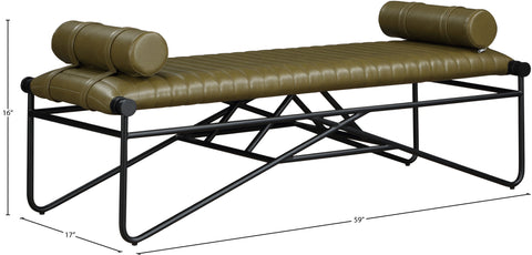 Briar Olive Vegan Leather Upholstered Bench, 1 Piece