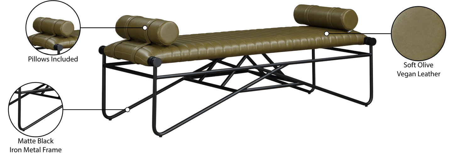 oakmont olive vegan leather bench