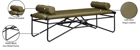 Briar Olive Vegan Leather Upholstered Bench, 1 Piece