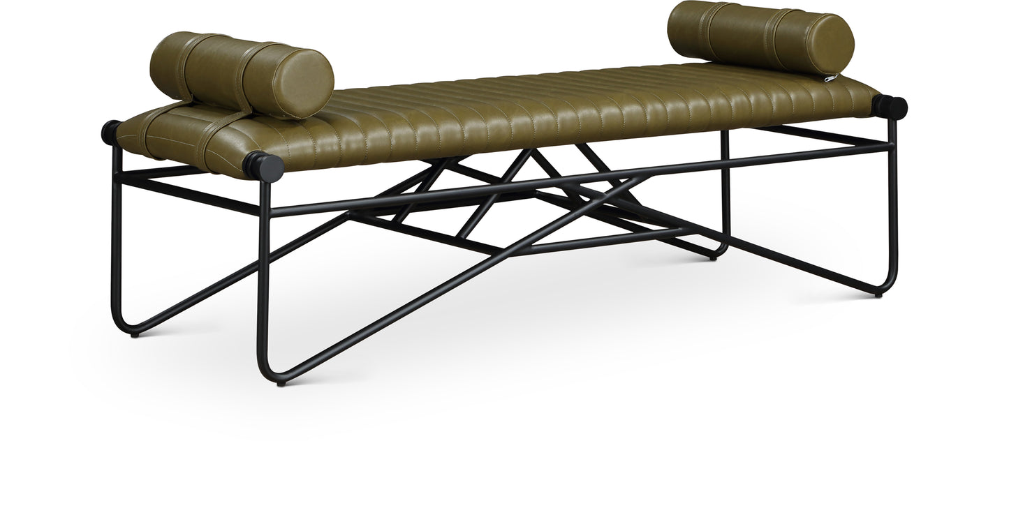 oakmont olive vegan leather bench