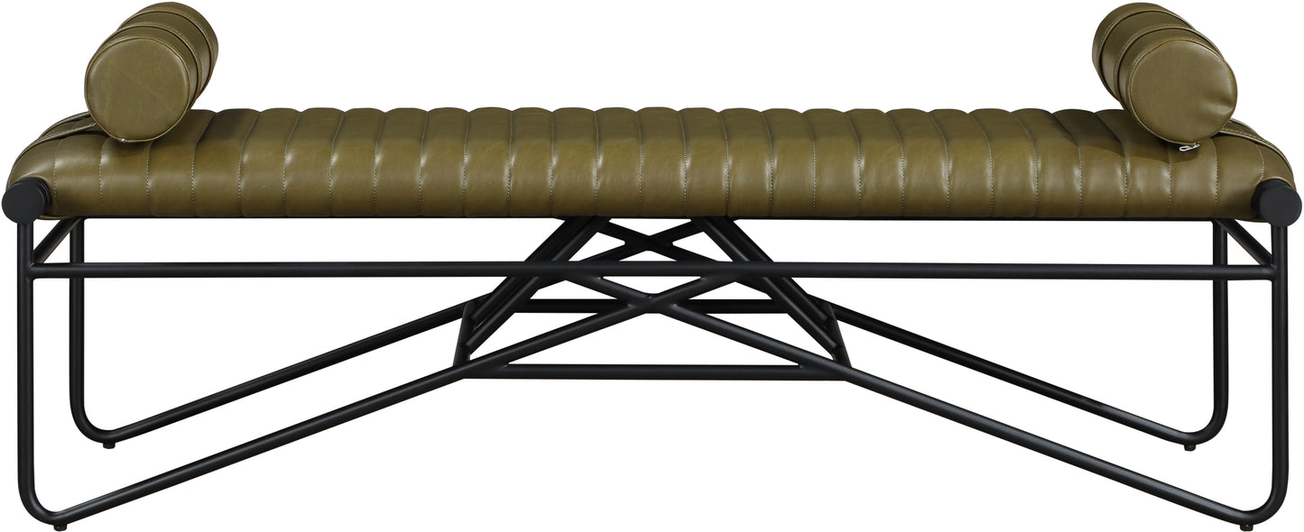 oakmont olive vegan leather bench