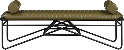 Briar Olive Vegan Leather Upholstered Bench, 1 Piece
