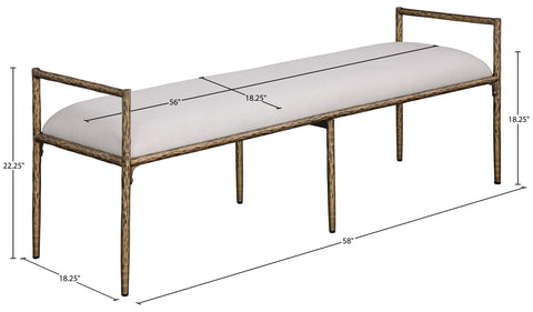 Hadley Beige Linen Textured Fabric Upholstered Bench, 1 Piece (Style 2)