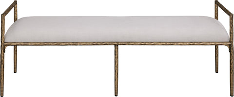 Hadley Beige Linen Textured Fabric Upholstered Bench, 1 Piece (Style 2)