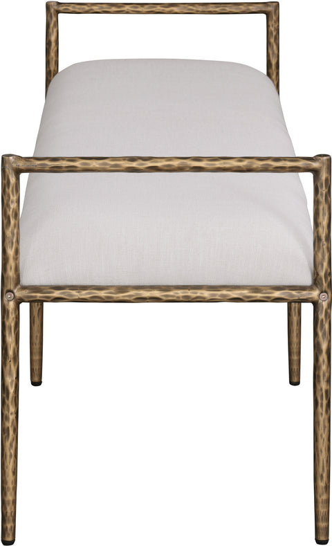 Hadley Beige Linen Textured Fabric Upholstered Bench, 1 Piece (Style 2)