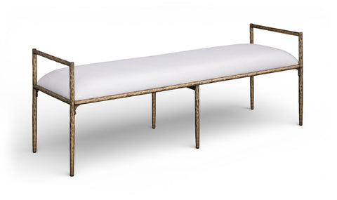 Hadley Cream Linen Textured Fabric Upholstered Bench, 1 Piece (Style 2)
