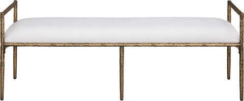 Hadley Cream Linen Textured Fabric Upholstered Bench, 1 Piece (Style 2)