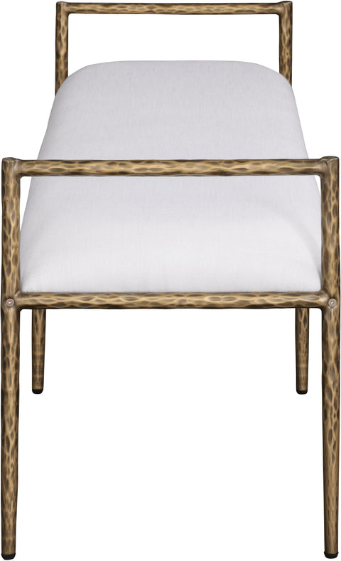 Hadley Cream Linen Textured Fabric Upholstered Bench, 1 Piece (Style 2)