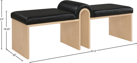 Quinn Black Vegan Leather Upholstered Bench, 1 Piece