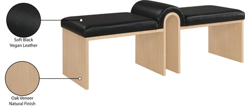 Quinn Black Vegan Leather Upholstered Bench, 1 Piece
