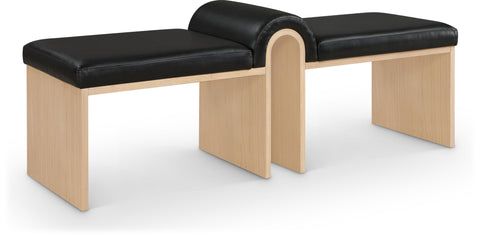 Quinn Black Vegan Leather Upholstered Bench, 1 Piece