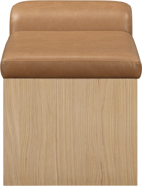 Quinn Cognac Vegan Leather Upholstered Bench, 1 Piece